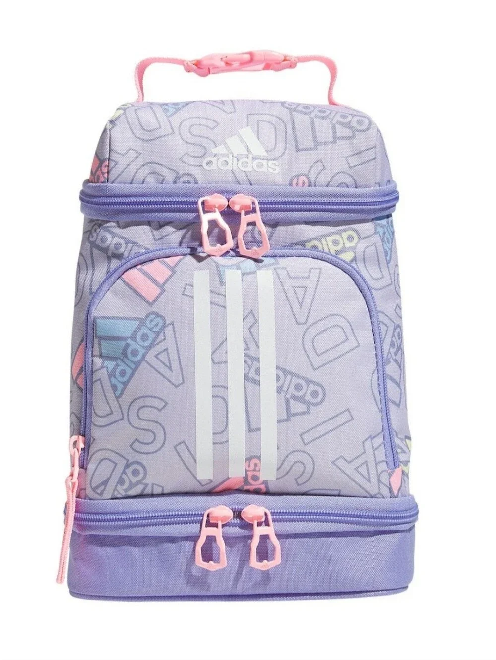 * Adidas Excel 2 Insulated Lunch School Office Zipper Tote Bag Purple/Pink